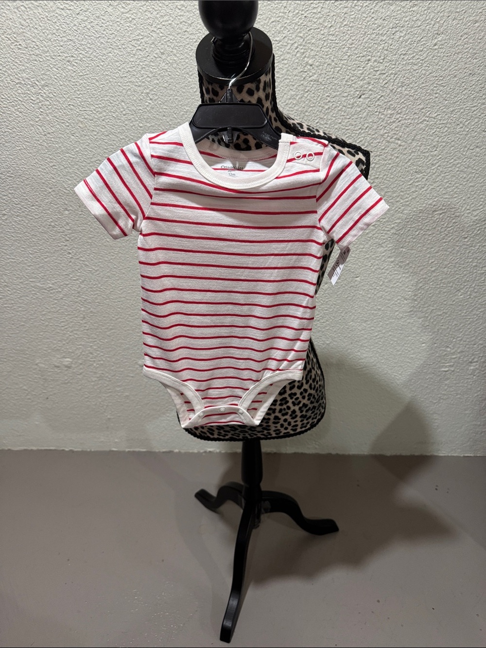 OshKosh B'gosh White and Red Striped Baby Bodysuit